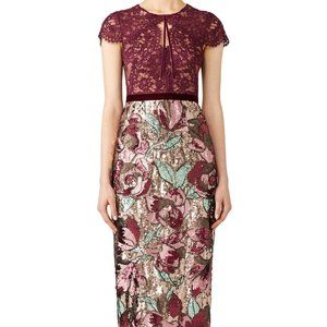 Marchesa Notte Artwork Sequin Dress - size 2